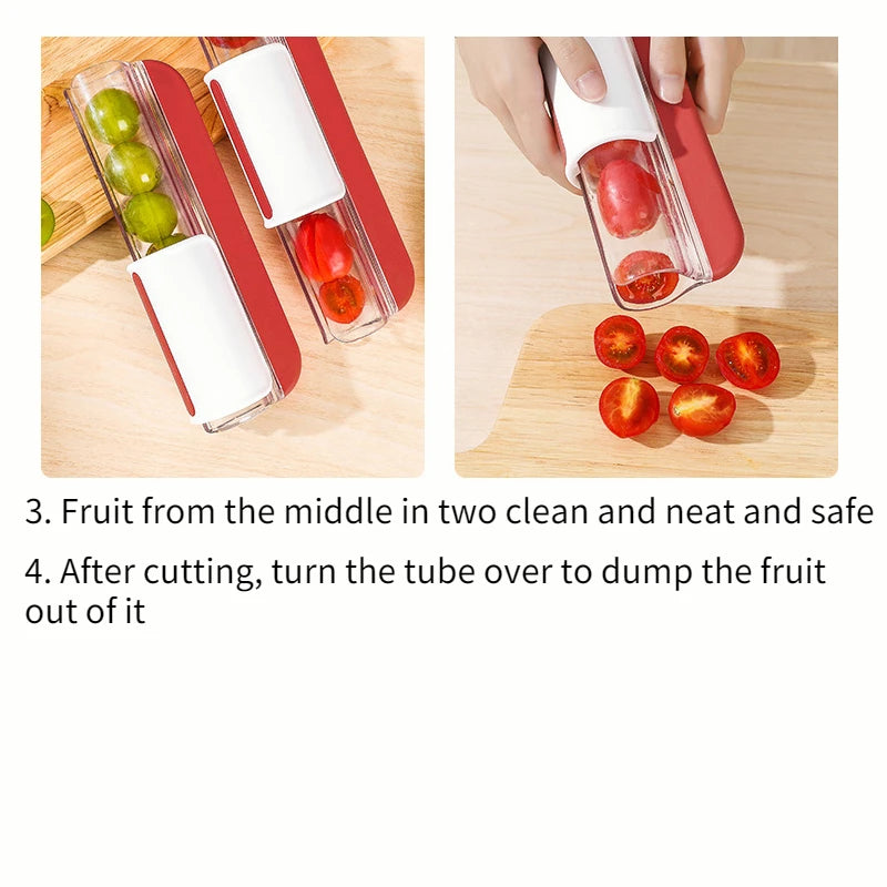 Tomato Grape Cherry Slicer Fruit Vegetable Salad Manual Slicer, Fruit and Vegetable Tool Kitchen Gadget, Progressive Zip Slicer