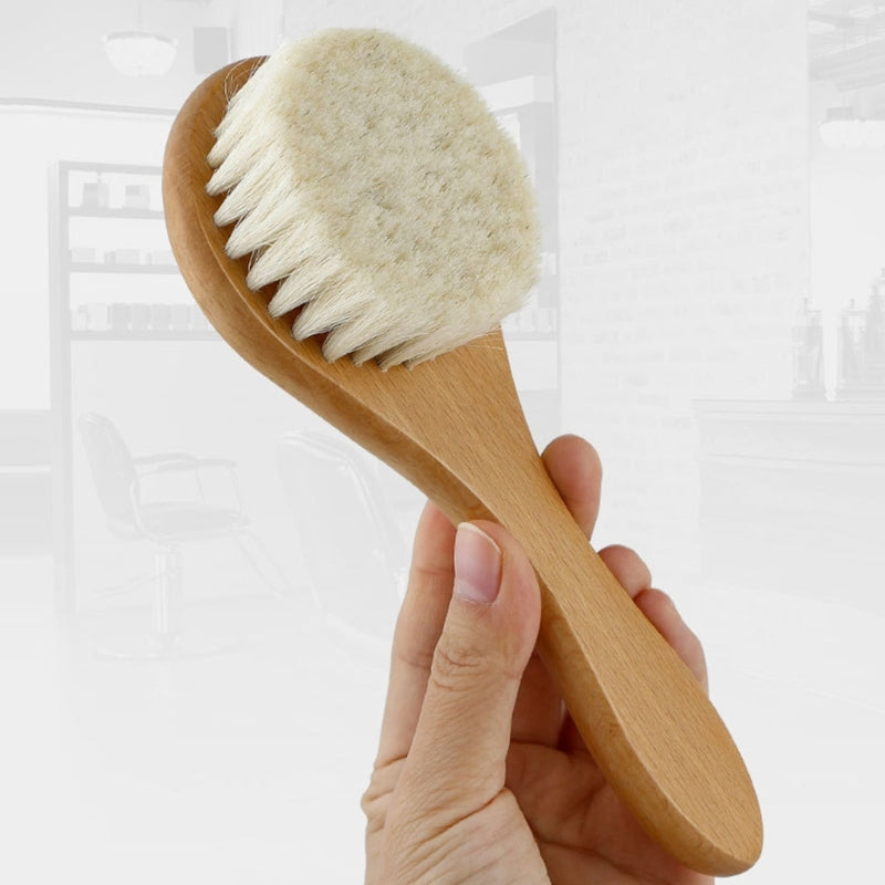 Baby Hair Brush Wooden Handle Baby Round Hair Brush Natural Soft Bristle Cradle Caps Brush for Toddler Newborn Infant A2UB
