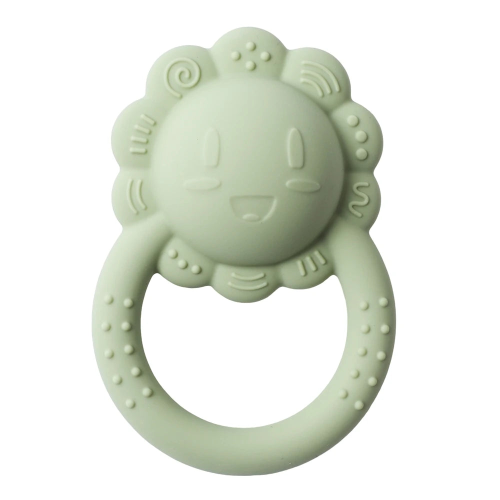 Baby Toys Silicone Teether Food Grade Rattle Toys Baby 0-12 Months Sensory Toys Silicone Lion Hand Bell Silicone Teething Rattle