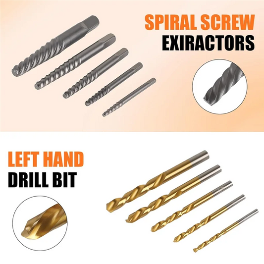 SOFT-10-Piece Screw Extractor Set, For Removing Stripped Screws And Broken Bolts Drill Bit Extractor Set