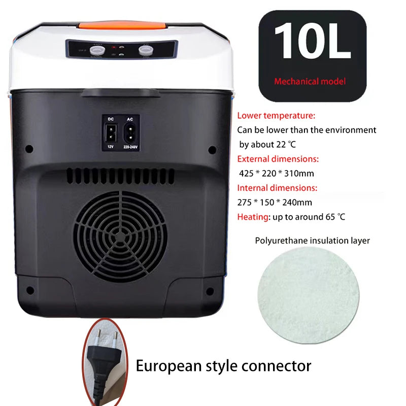 10L Car Refrigerator Mini Fridge Vehicle And Home Use Dormitory Truck Cold And Hot Dual-Use Temperature Control Digital Display