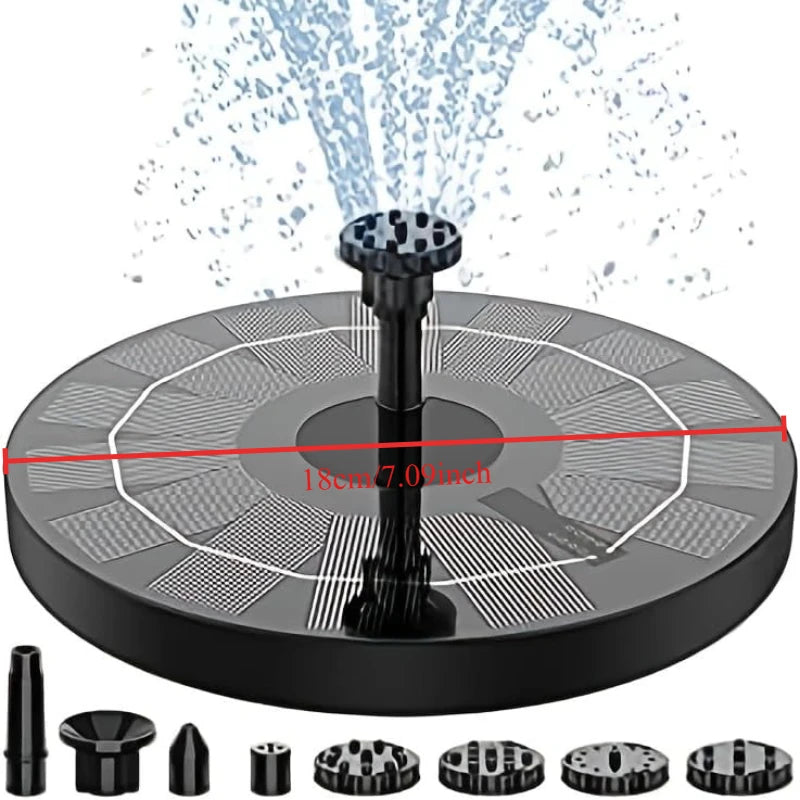 1.5W Solar Fountain Pump, with 6 nozzles Solar Bird Bath Fountain, Water Pump Floating Fountains Suitable for Ponds