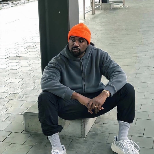 Kanye Hooded Sweatshirts Fashion Zipper Streetwear Baggy Hoodies Vintage Loose Casual Solid Color Mens Clothes Y2k Hip Hop