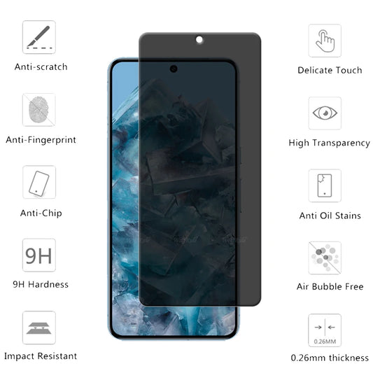 4Pcs For Google Pixel 8 Pro Glass Google Pixel8 Pixel 8 Pro Glass 9H Privacy Anti-Spy Glue Screen Protector Google Pixel 8 Pro