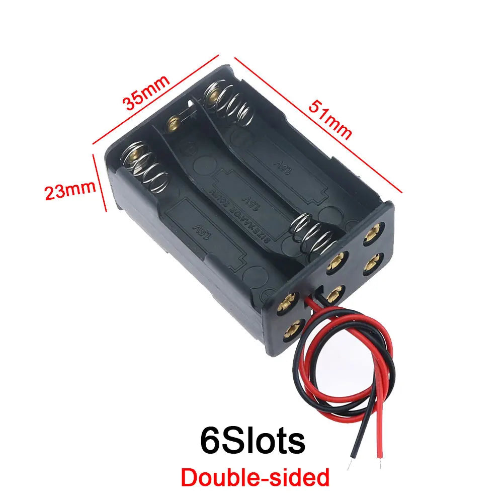JCD AAA Plastic Black Spring Battery Storage Case Box AAA 3A Battery Holder AAA Double-sided Container With Wire Leads