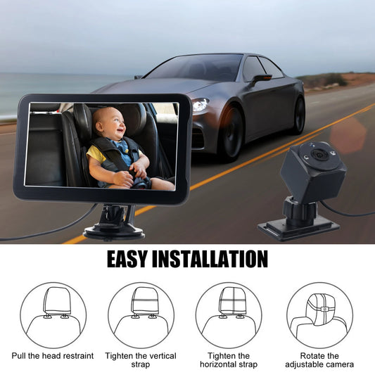 Baby Car Camera 7" Back Seat Baby Car Mirror with Wide Clear View Easily Observe The Baby's Move Baby Car Camera Baby Car Mirror