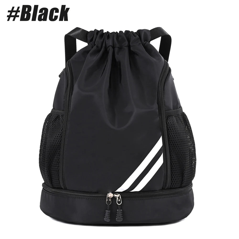 1PCS Sports Drawstring Backpack,Waterproof Drawstring Sports Bag Soccer Bag Swim Gym Bag for Men Women with Ball Shoes Compartme