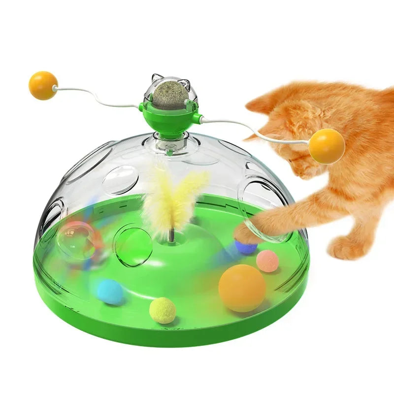 Interactive Cat Intelligence Training Play Pan Tower, Cat Toy Tower Track Rotating, Cat Tunnel, Catnip, Pet Supplies