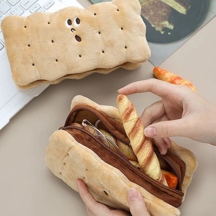 Creative Simulation Sandwich Biscuit Pencil Bag Kawaii Plush Pencil Bag Student Stationery Storage Bag Student Supplies