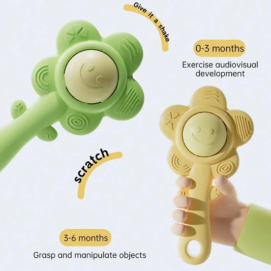 A Teether And Rattle For Babies: Sound, Chewable Toy, Early Learning And Entertainment, Teether, Rattle, Grip Function 3-In-1.