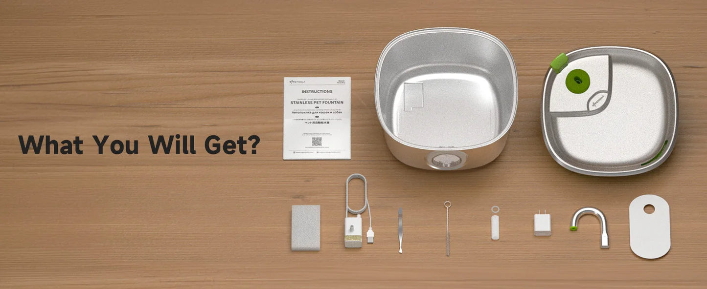 Apetdola 7L/236oz Dog Water Fountain Stainless Steel Dog Water Bowl Automatic Pet Drinker Water Dispenser for Multiple Pets