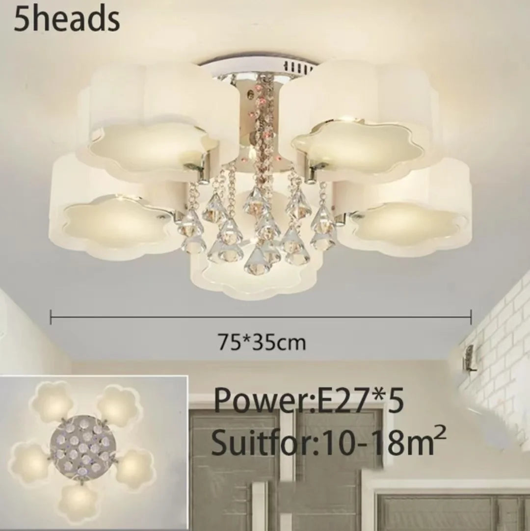 LED Ceiling Light Living Room Light Modern Simple Warm Romantic Atmospheric Household Energy-saving Crystal Ceiling Light
