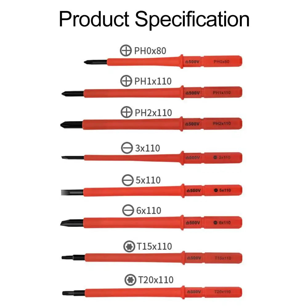 10PCS Insulated Screwdriver with an Interchangeable Head Plum Blossom Head Slotted Head