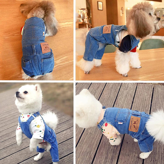Blue Overalls for Dogs Pet Jean Clothes Dog Denim Jumpsuit Fashion Apparel Comfortable Puppy Costumes forSmall Medium Dogs