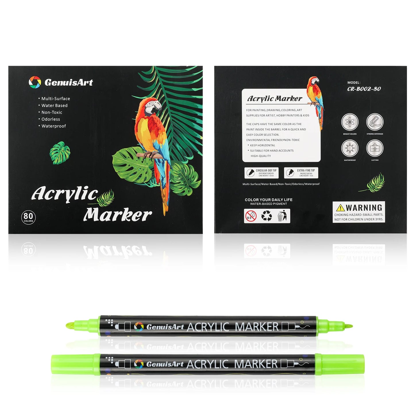 12/24/36/48/60/80 Colors Dual Tip Acrylic Paint Pens Markers Art Supplies for Wood, Rocks, Canvas, Glass, Ceramic, DIY, Graffiti