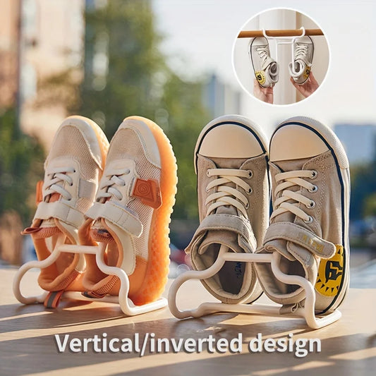 2-Pack Plastic Shoe Drying Racks, Dual-Hook Design for Balcony & Multipurpose Hanging Shoe Organizer Storage