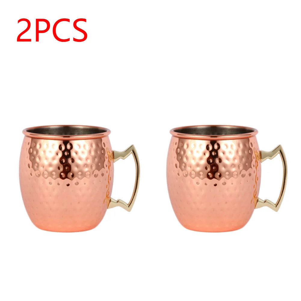 1-4PCS Mug Moscow Mule Stainless Steel Cup Beer Russia Moscow Mule Copper Mugs Bar Tools High Quality Party Bar Drinkware Tools