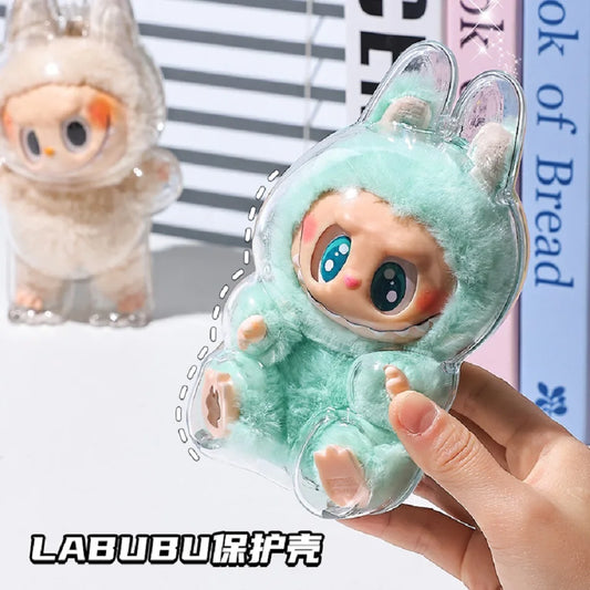 Labubu Case Sitting Party Transparent Protective Shell Dust Cover Protect Knapsack Hanging Decorations Christmas Gift Kids Toy