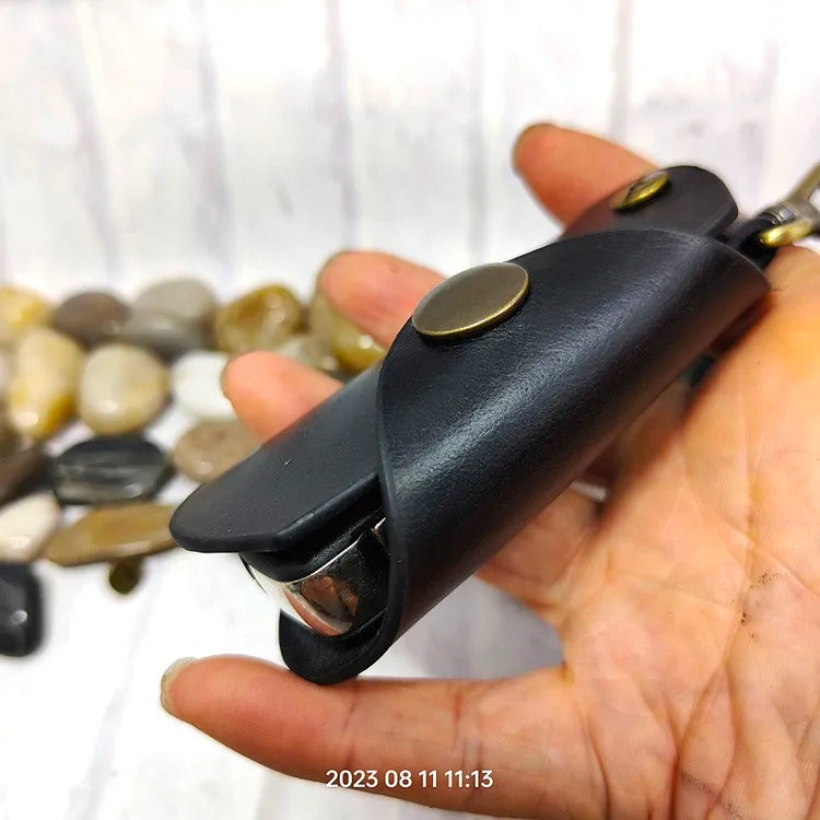 blongk Car Key Case on Waist Small Key Pouch Genuine Leather Key Organizer Key Bag Mini Car Key Holder Men Women 1608