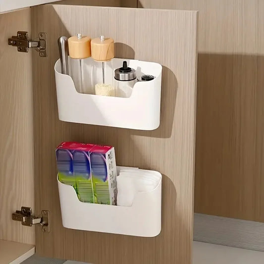Self Adhesive Storage Box Rack for Door Home Kitchen Bathroom Fridge Organizer Stand Multifunctional Wall Mounted Storage Basket