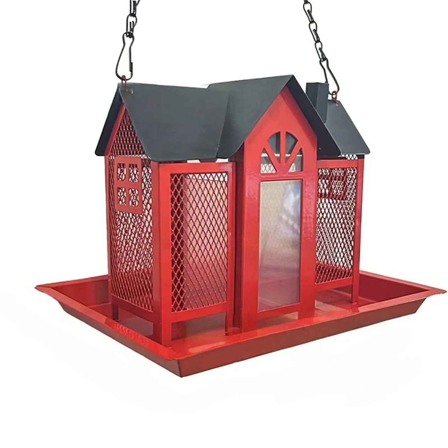 Bird Feeders For Outdoors Metal Bird Garden Feeders Rain/Wind-Proof Cottage Bird Feeder Large-Capacity Bird Food Feeder