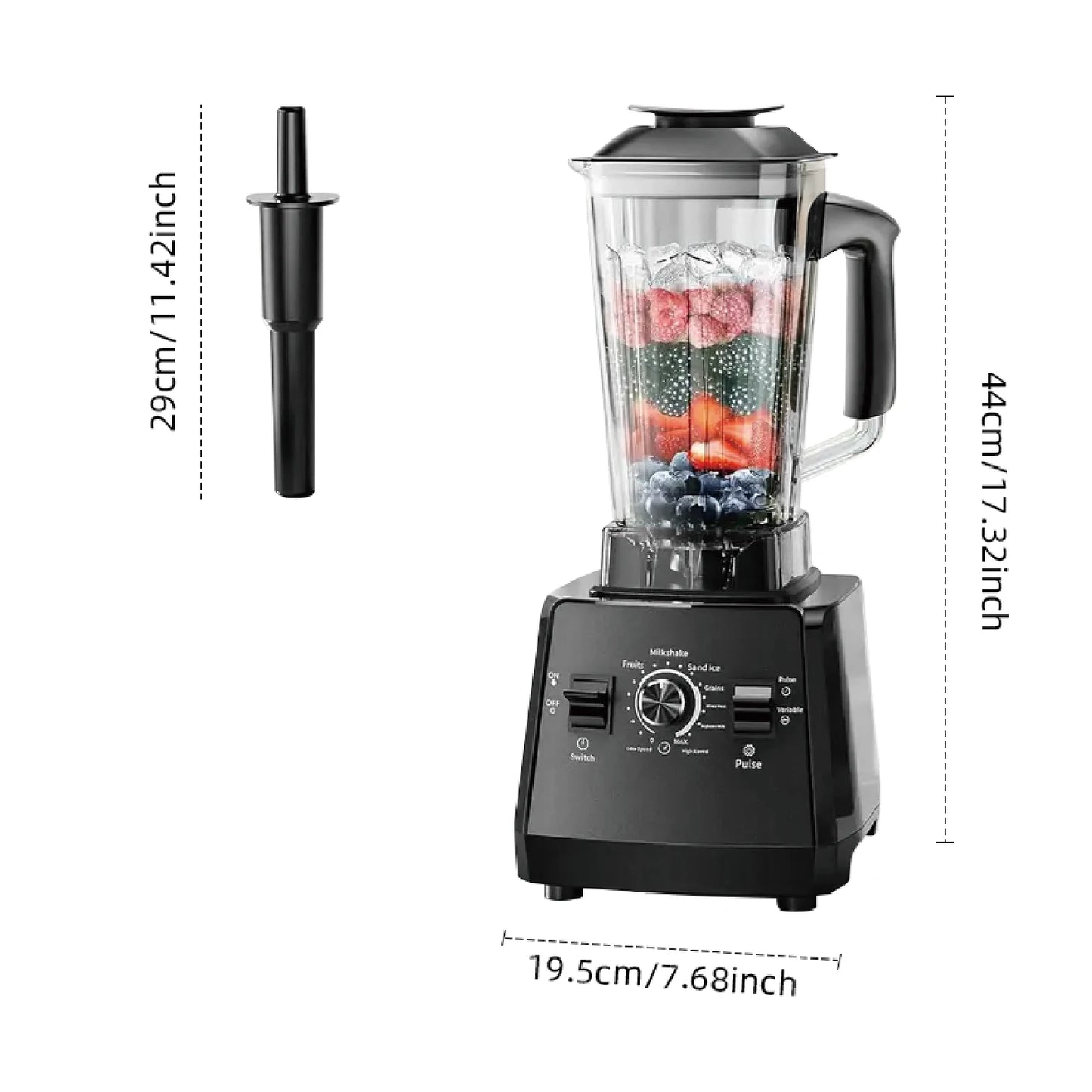 500W Heavy Duty Commercial Blender Stationary Mixer Ice Smoothies Appliances for Kitchen Professional High Power Food Processor