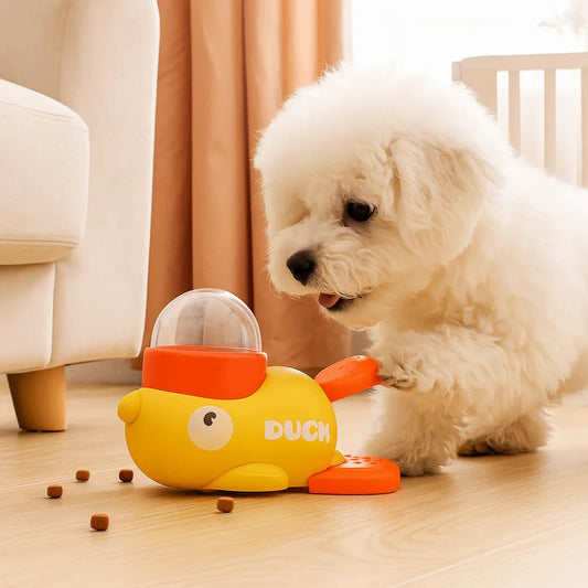 Automatic Pet Feeder - Cartoon Duck Design Dog Food Dispenser, Snack Trainer, Smart Portion Control Feeder for Cats & Dogs