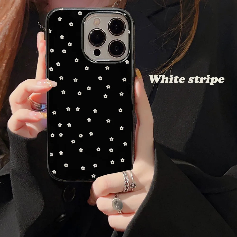 Korean Cute Flower Phone Case For iPhone 16 15 14 13 12 11 Pro Max XS XR 7 8 Plus SE Mini Soft Shockproof Protective Back Cover