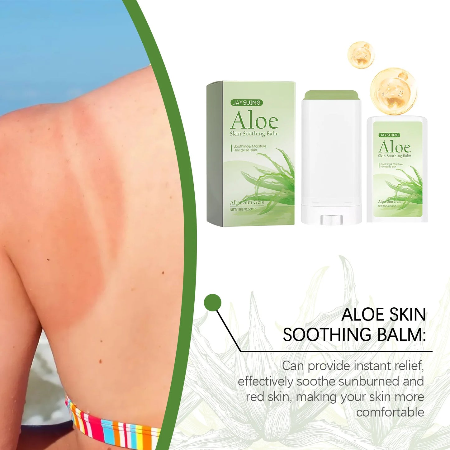 Aloe Vera Balm Face Moisturizing Refreshing Relieve Redness Burning Restore Sunburn Repairing Sun Damage Soothing Skincare Stick