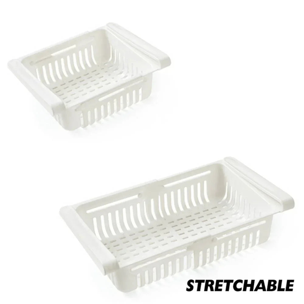 1Pc Adjustable Stretchable Fridge Organizer Drawer Basket Refrigerator Pull-Out Drawers Fresh Spacer Layer Storage Rack