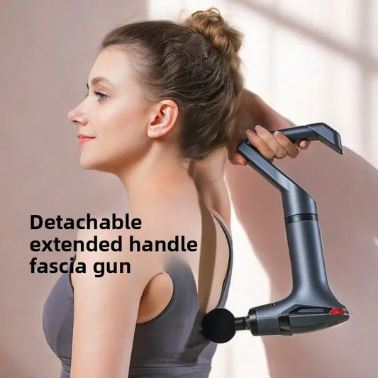 Portable Extended Handle Muscle Deep Tissue 3 in 1 Fascial Percussion Massage Gun Neck and Shoulder Back Vibration Massage Gun