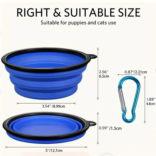 350ML Foldable Silicone Pet Bowl - Travel Bowls for Outdoor Camping - Portable, Collapsible, Lightweight, Space-Saving, Easy-to-