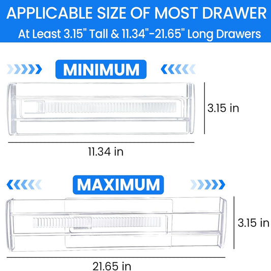 Drawer Dividers 6 Pack, Expandable Drawer Organizer, Suitable For Kitchen, Bedroom, Dresser And Office Storage, Easy to Install