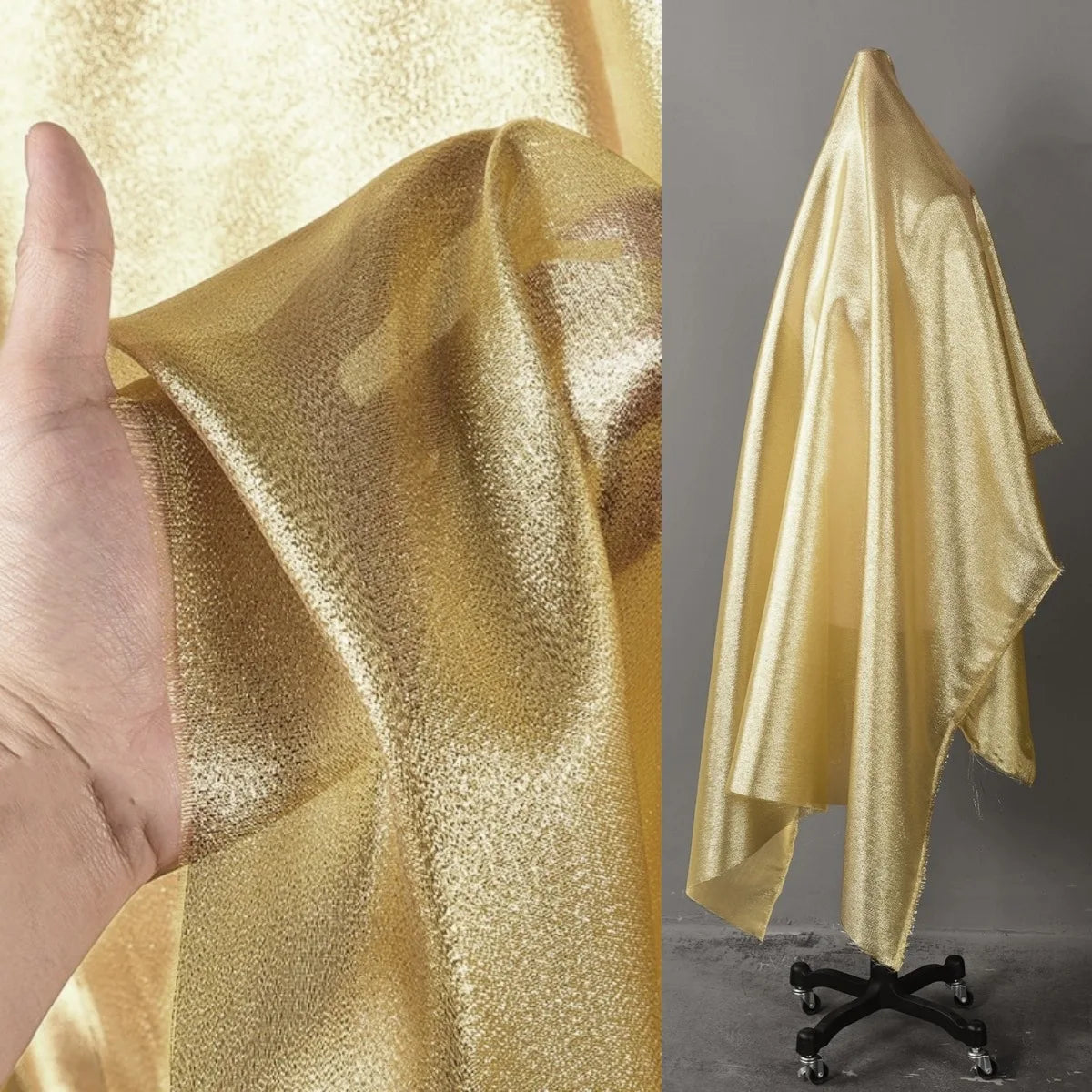 Bright Silk Fabric Gold Silver Light Thin Reflective Wear-resistant Performance Suit Fashion Apparel Sewing Cloth Meters