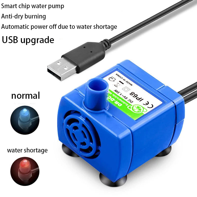 Pet USB Water Pump LED Light Pet Cat Water Fountain Motor Accessories Replacement for Cat Flowers Drinking Bowl Water Dispenser
