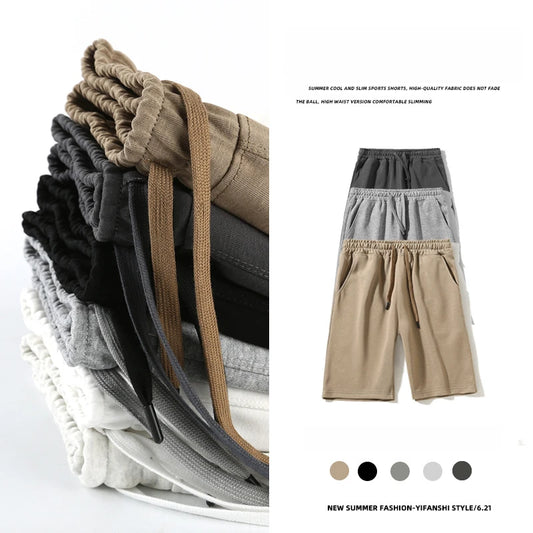Summer Men Shorts.Drawstring Waist Gym Fitness Sweat Short.Straight Loose Workout Joggers