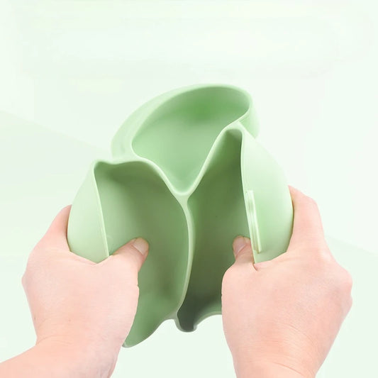 Baby Silicone Tableware Set Plate with sucker Waterproof Bib Newborn Feeding Burp Toddler Dinner Plate