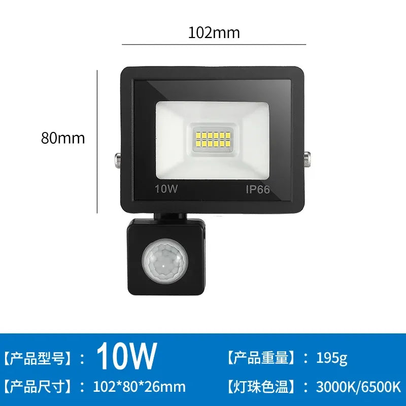 LED Floodlights 100W 50W 30W 20W 10W PIR Motion Sensor IP66 Waterproof LED 220V Hanging Exterior Outdoor Wall Lamp Spotlight