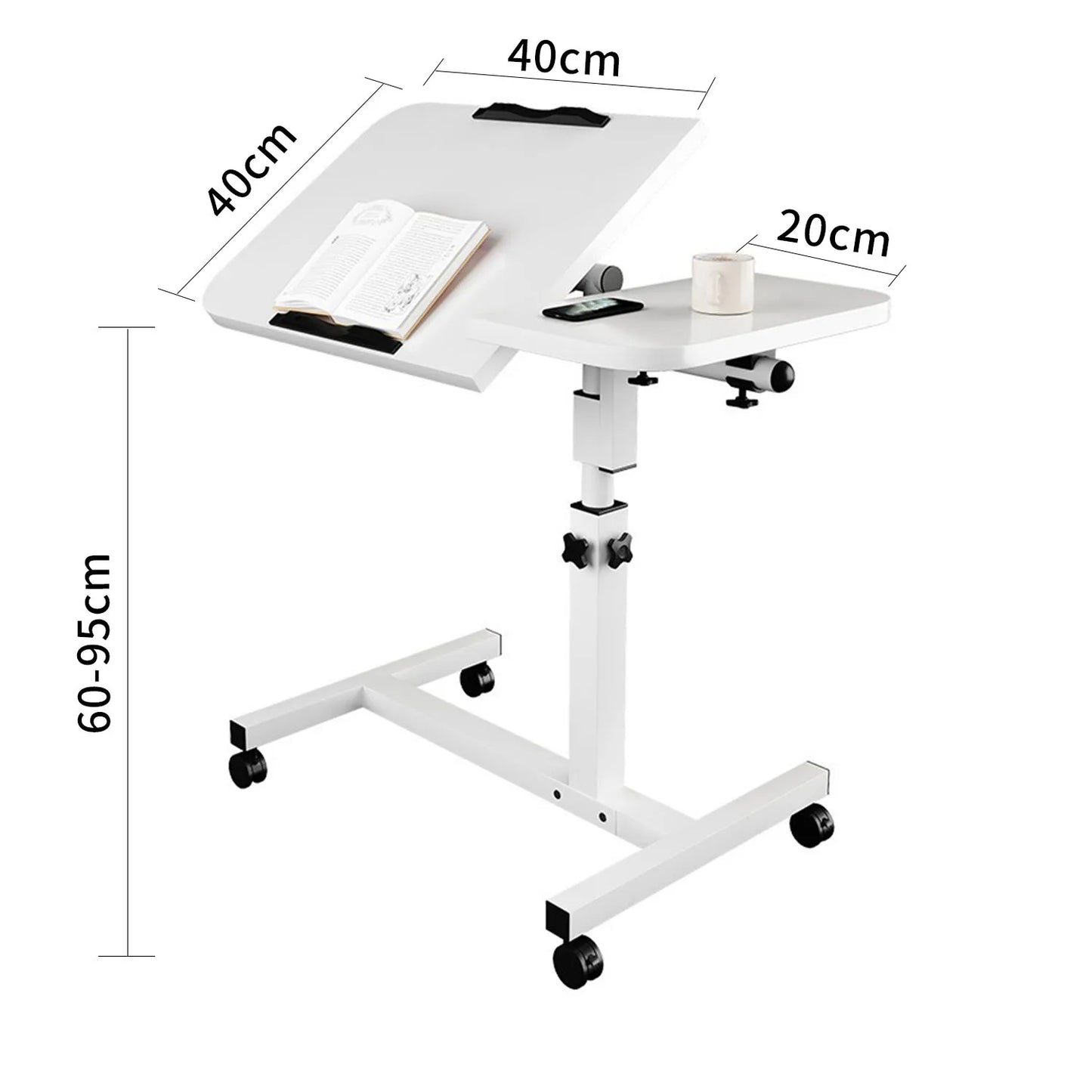 Height Adjustable Computer Table with Wheels Computer Trolley Side Table Bed Table Computer Desk Sofa Table for Home Office