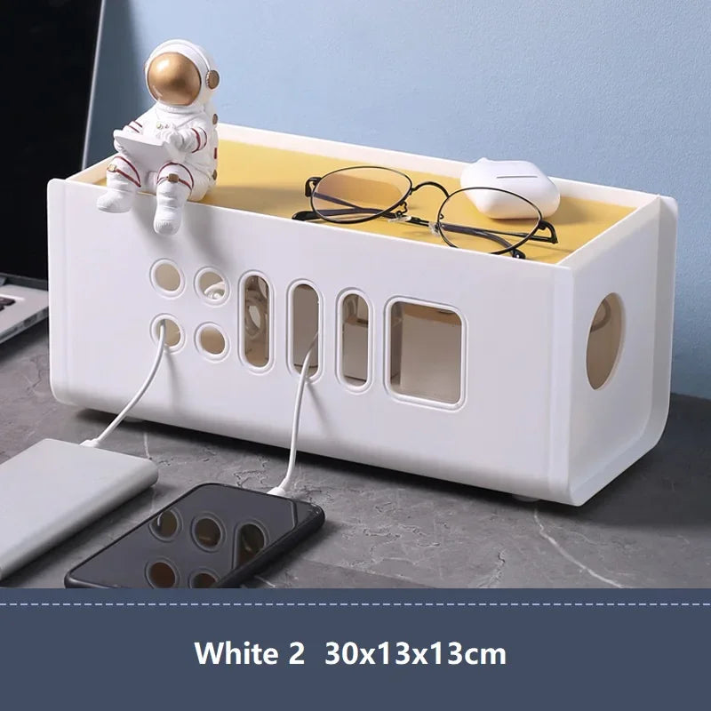 Cable Storage Box Dustproof Power Cable Storage Wire Manager Desktop Charging Cable Collect Box