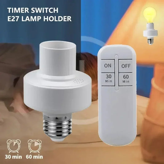 Smart Light Bulb Socket E27 Wireless Remote Control Switch LED Lamp Bases ON/OFF Room Chandelier Timer Switch Battery Powered
