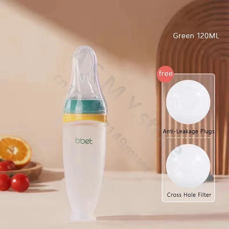 BBET Squeezing Feeding Bottle Silicone Newborn Baby Training Rice Spoon Infant Cerea Food Supplement Feeder Safe Tableware
