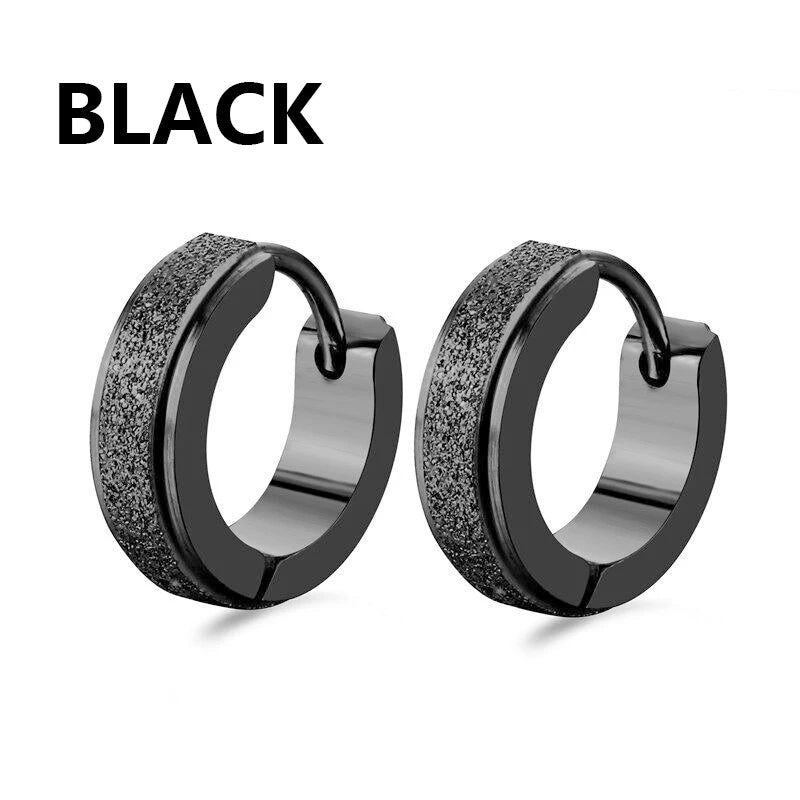 Punk Stainless Steel Frosting Hoop Earrings Design Women Men Pierced Cross Ear Jewelry Accessories Party Dangle Earring