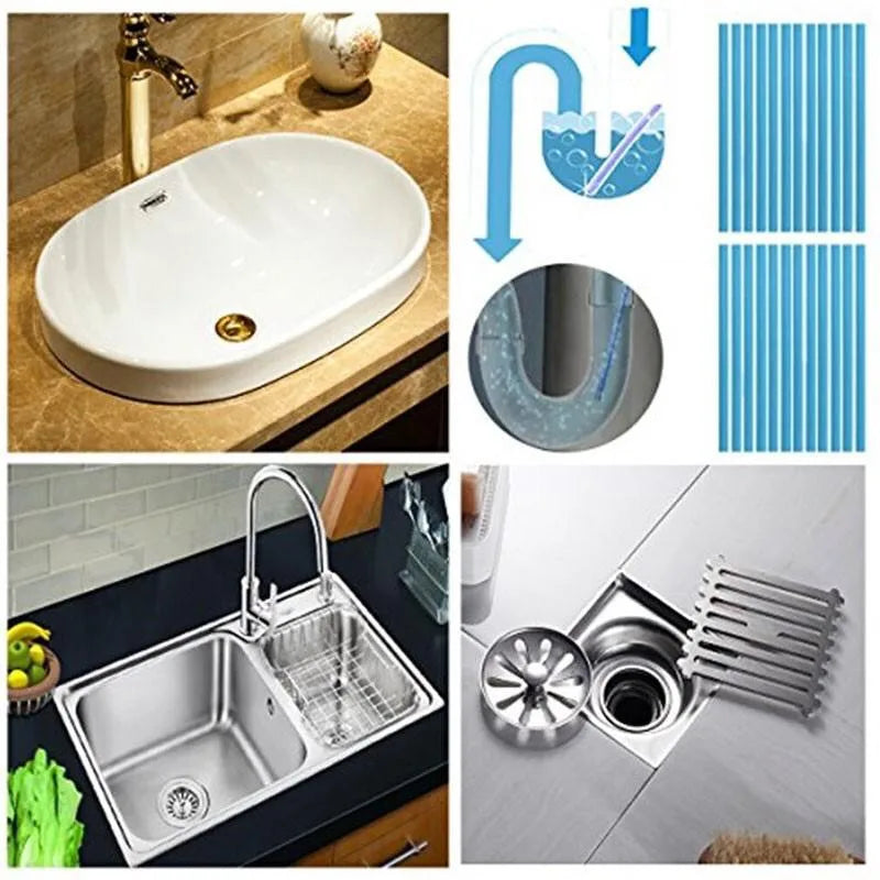 12 PCS Sticks Pipe Deodorizer Easy Drain Cleaning Sanitation Enzyme Rod Clog Remover Odors Eliminator Sewer Dredging