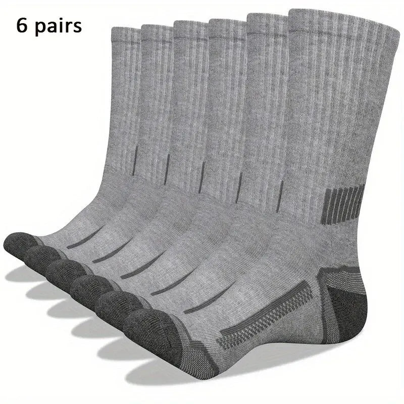 6 Pairs of MEN'S Sports Socks, Sweat Absorbing, Comfortable and Breathable, Suitable for Basketball Training and Outdoor Running