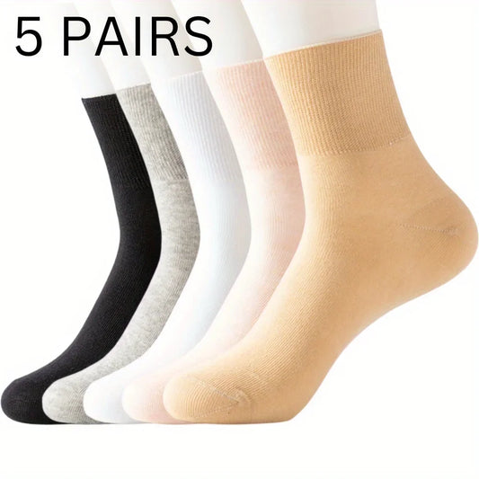 5 Pairs Women'S Non-Binding Diabetic Socks, Comfortable No-Restriction Footwear for Seniors & Pregnant Women, Perfect Gift