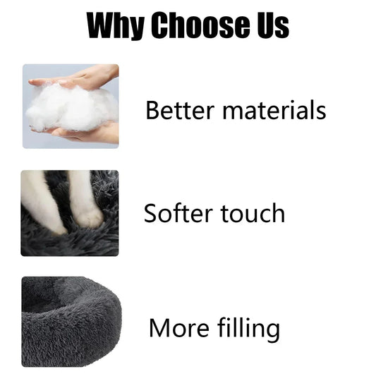 50cm Round Pet Bed for Small medium Dog Bed Cat Bed,Long Plush Dark Gray Dog Bed