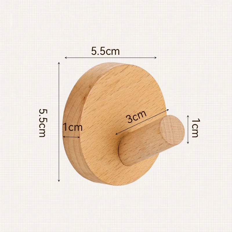 Self-Adhesive Wooden Wall Hooks for Hanging,Modern Coat Hooks,Natural Wood Hooks for Hanging Hats Towels Robe Clothes Keys Bags
