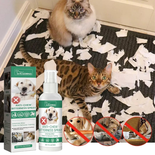 No Chew Spray Alcohol Free Dog Anti Chew Spray Non-Toxic Cats Dogs Anti-Chew Bitter Spray No Smell for Prevent Dogs Pets Chewing