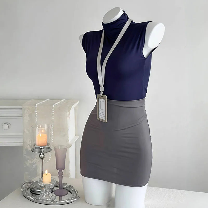 Sexy Office Lady Cosplay Costumes Erotic Lingerie Hip Wrap Skirt Set Women's Secretary Uniform Temptation Porno Clothes Pajamas